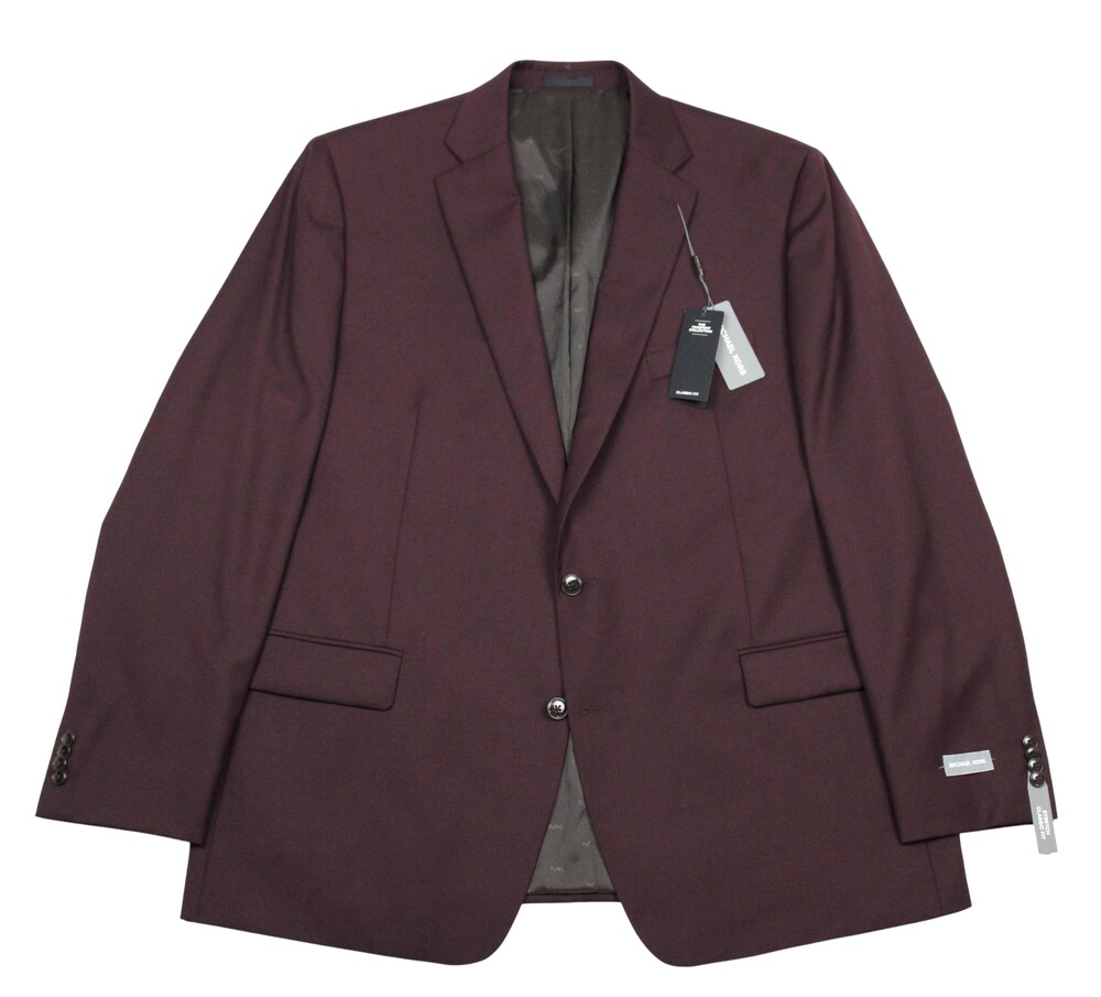 Michael Kors Kidwell Suit Jacket Mens 48 L Burgundy Wool Stretch Classic Fit